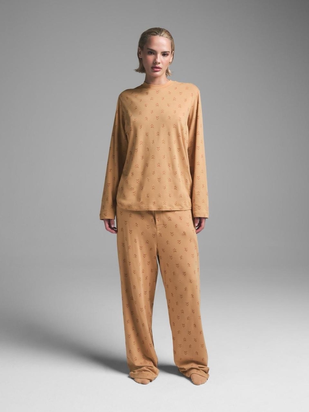 Skims Boyfriend Long Sleeve Shirt and Pants Set in Gingerbread - 2X